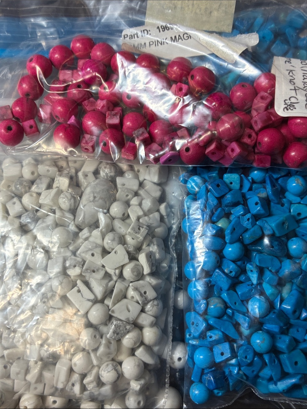 Lot of 2+ pounds of assorted gemstone Beads in Blue, Green, Pink, White, Brown - Picture 3 of 13